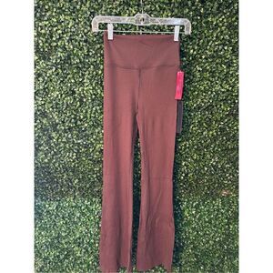 Carbon38 High Rise Flared Ribbed Leggings Brown Sz XS NWT